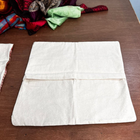 Cotton sari cushion cover with kantha stitching - Shakti.ism | शक्तिवाद