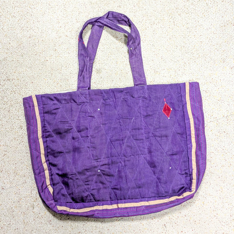 Large sari market tote bag, blue flowers