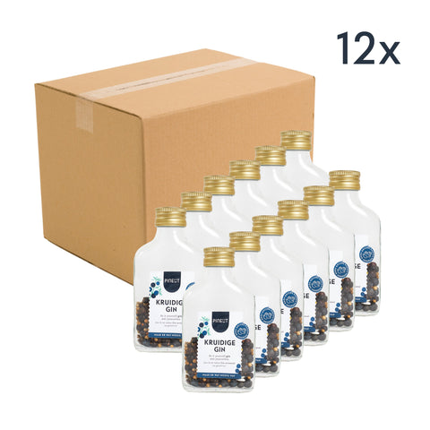 Kruidige Gin | mini-flacon | Winterdrank| Kerst cadeau | Doos met 12 stuks