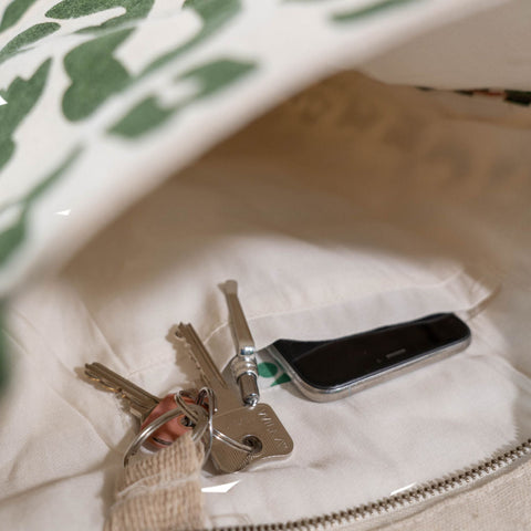 duurzame tote bag met rits baby luipaard keyring en binnenvak