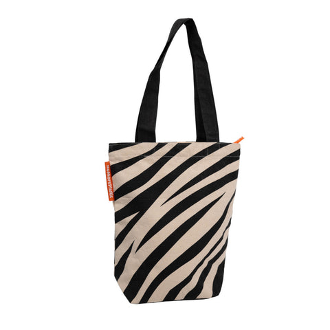 duurzame tote bag met rits baby zebra vooraanzicht