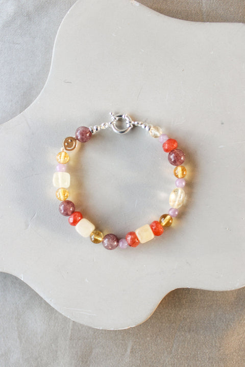 'Amélie' Edelsteen Armband met Citrien, Carneool en Angeliet