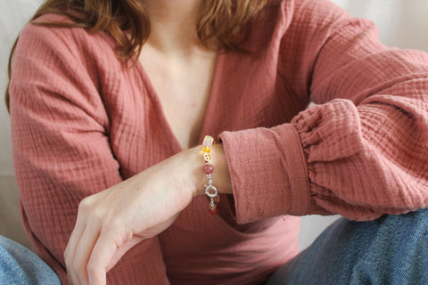 'Amélie' Edelsteen Armband met Citrien, Carneool en Angeliet