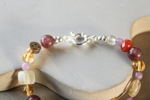'Amélie' Edelsteen Armband met Citrien, Carneool en Angeliet