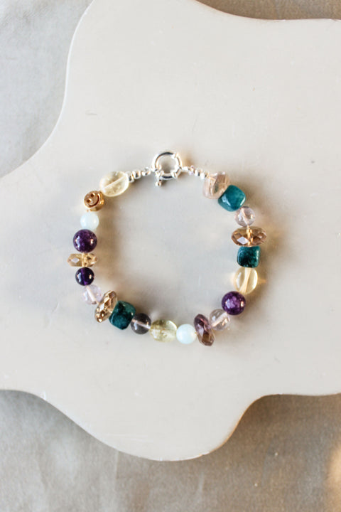 'Iris' Edelsteen Armband met Citrien, Ametrien en Amethist