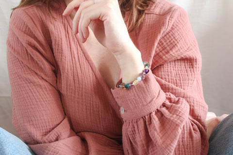 'Iris' Edelsteen Armband met Citrien, Ametrien en Amethist