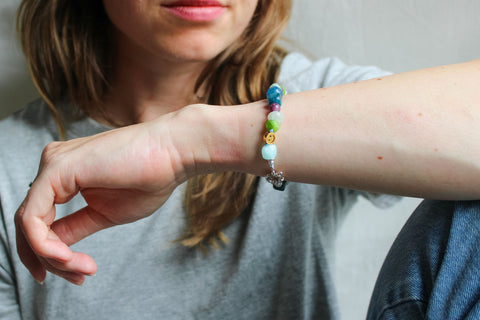 'Lara' Edelsteen Armband met Amazoniet en Jade