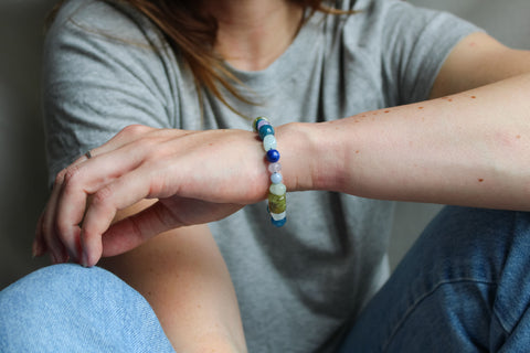'Mare' Edelsteen Armband met Groene Granaat en Amethist