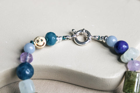 'Mare' Edelsteen Armband met Groene Granaat en Amethist