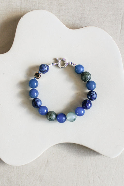 'Julie' Edelsteen Armband met Blauwe Agaat en Labradoriet