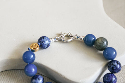 'Julie' Gemstone Bracelet with Blue Agate and Labradorite