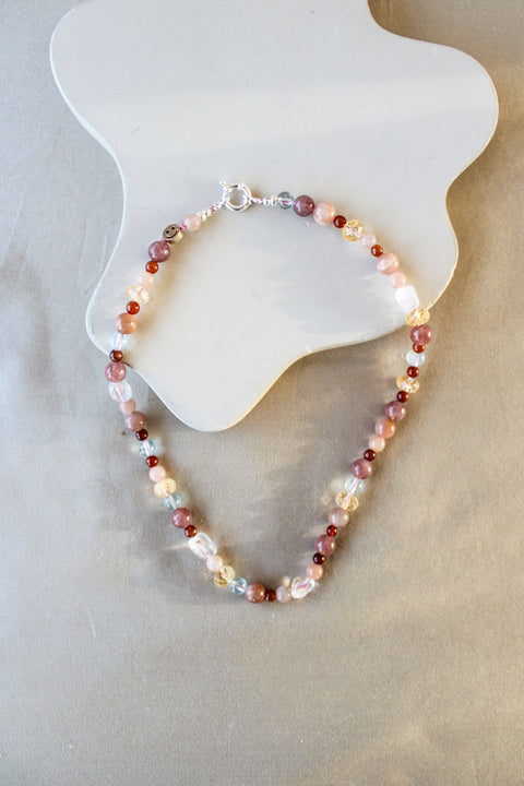 'Elin' Edelsteen Ketting met Citrien, Maansteen en Topaas