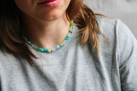 'Kiki' Edelsteen Ketting met Citrien en Aquamarijn