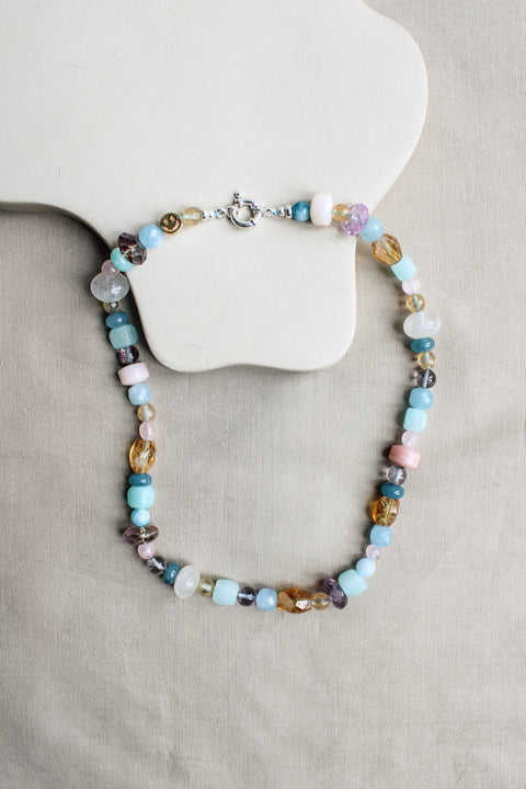 'Ona' Gemstone Necklace with Citrine and Amethyst