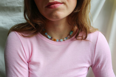 'Ona' Gemstone Necklace with Citrine and Amethyst