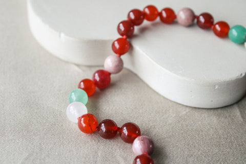 'Ella' Edelsteen Ketting met Carneool en Rhodoniet