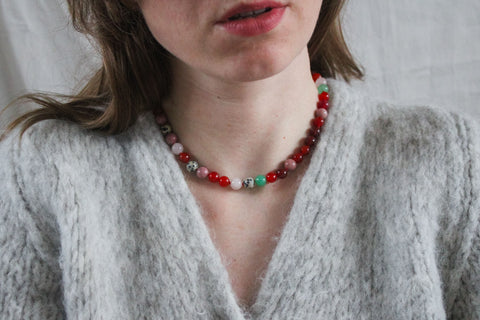 'Ella' Edelsteen Ketting met Carneool en Rhodoniet