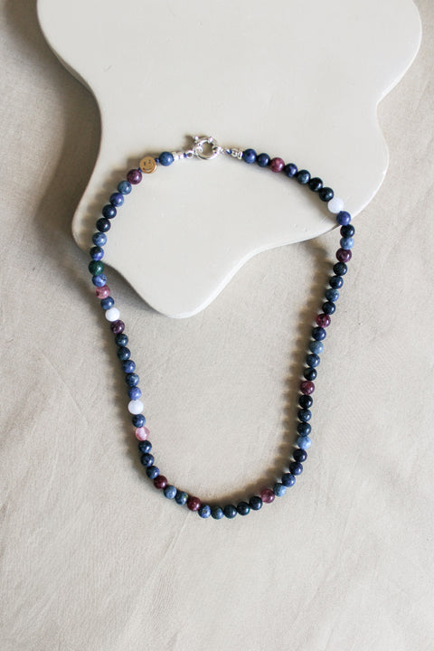 'Mabel' Edelsteen Ketting met Sodaliet en Lepidoliet