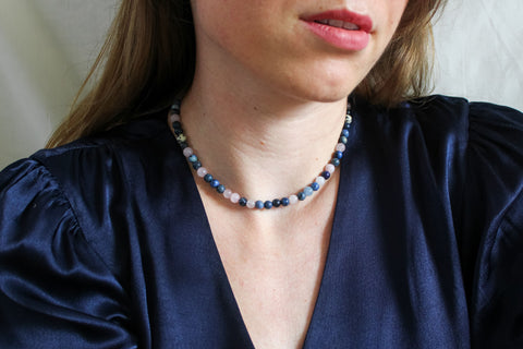 'Mabel' Gemstone Necklace with Sodalite and Rose Quartz