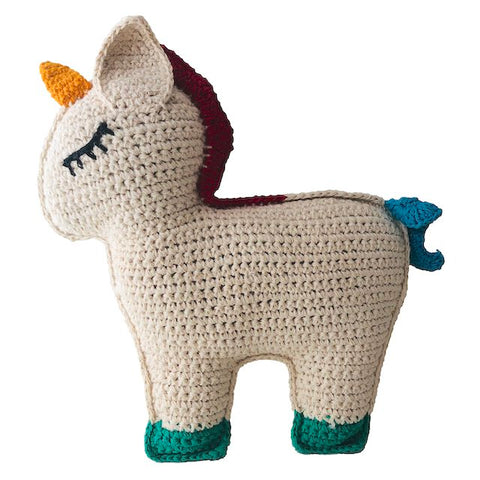 Luna-Leena eenhoorn - gebroken wit met kleur - biologisch katoen - hand gehaakt in Nepal