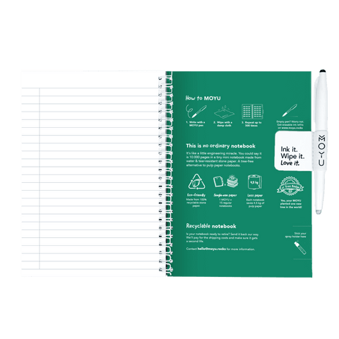 Erasable agenda A5 Forest Green inside back cover