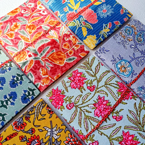 Eco Friendly Cotton Fabric Pocket Journals (4 x 6 in), Fair Trade Stationery Ethically Handmade in India
