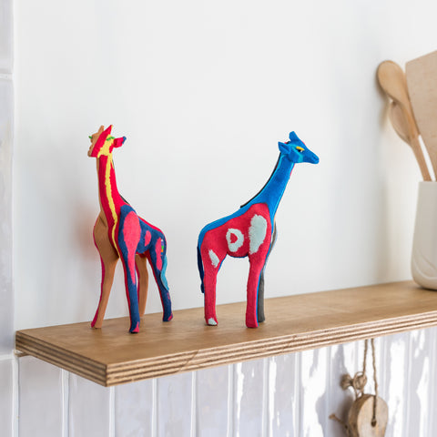 Giraffe Beeld Small - Set Van 2 - Recycle Kunst - Ocean Sole - Nic&Mic