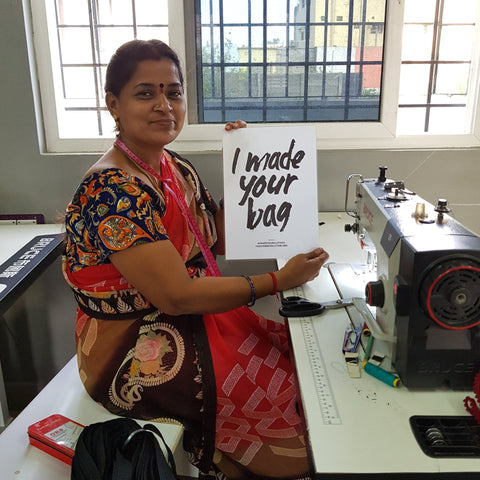 Flat bottom upcycled sari pouch - Shakti.ism | शक्तिवाद