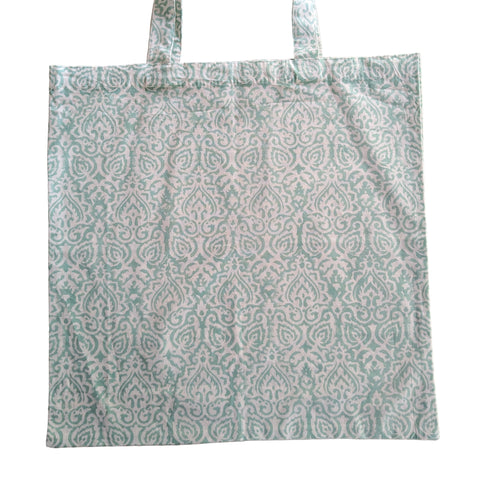 Patterned tote bag on a plain background
