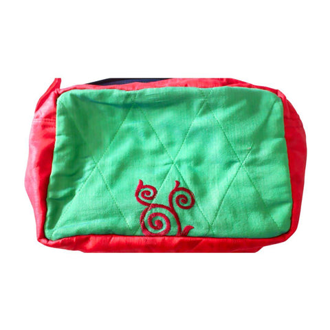 Large colourful upcycled sari box pouches