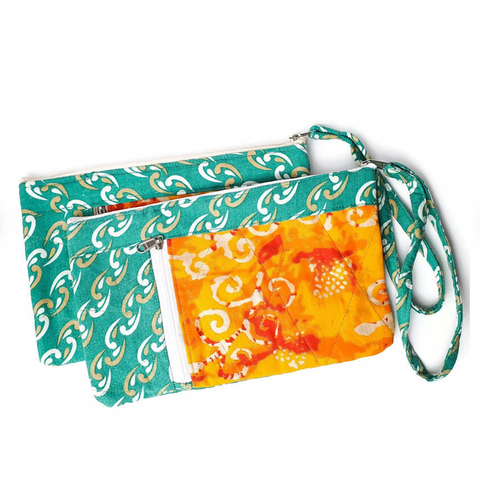 Sari wristlet clutch with mobile pocket