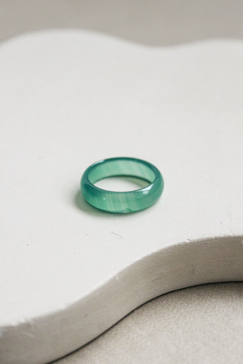 'Ivy' Groene Agaat Ring (US 7, 17.3mm)