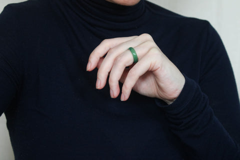 'Ivy' Groene Agaat Ring (US 7, 17.3mm)