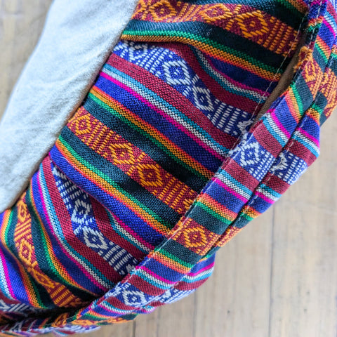 Half-moon meditation cushion cover with strap, yoga bolster pillow handmade in Nepal