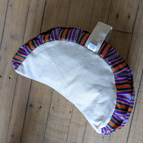 Half-moon meditation cushion cover with strap, yoga bolster pillow handmade in Nepal