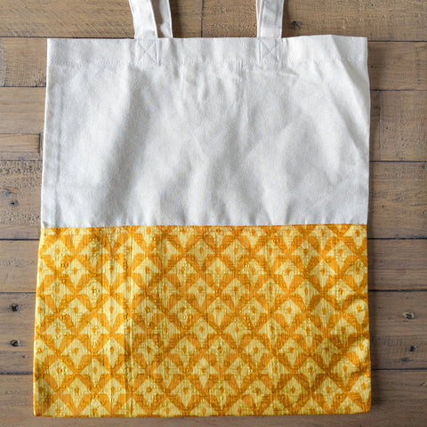 Half sari, half cotton tote bag, ethically handmade in India 