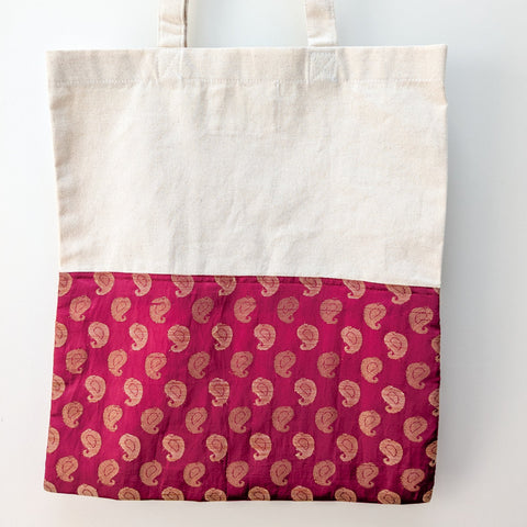 Half sari, half cotton tote bag, ethically handmade in India 