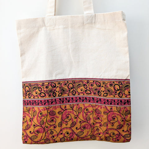 Half sari, half cotton tote bag, ethically handmade in India 