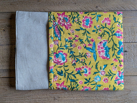 Handmade book/ e - reader sleeve with pocket, Nepali cotton - Shakti.ism | शक्तिवाद