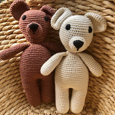 Luna-Leena hond Bella - bruin - biologisch katoen - hand gehaakt in Nepal