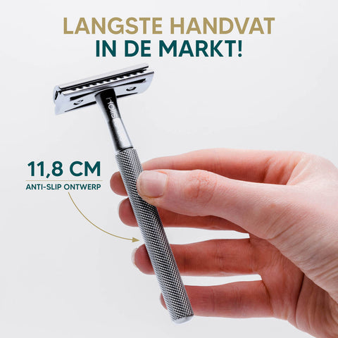 Huidvriendelijke Safety Razor met extra grip voor nat scheren.