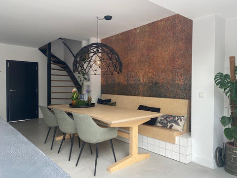 Koepellamp ø75cm hanglamp van hout zwart