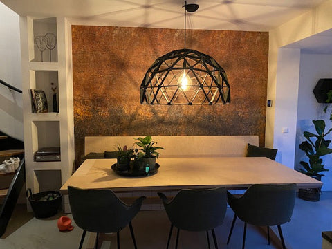 Koepellamp ø75cm hanglamp van hout zwart