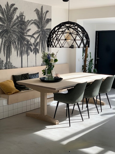 Koepellamp ø75cm hanglamp van hout zwart