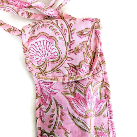 close up view of imperfect pink mobile purse