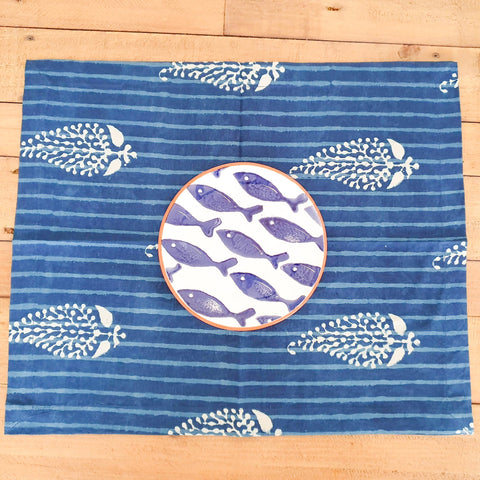 Indigo block - printed placemats set of 2, handmade table mats - Shakti.ism | शक्तिवाद