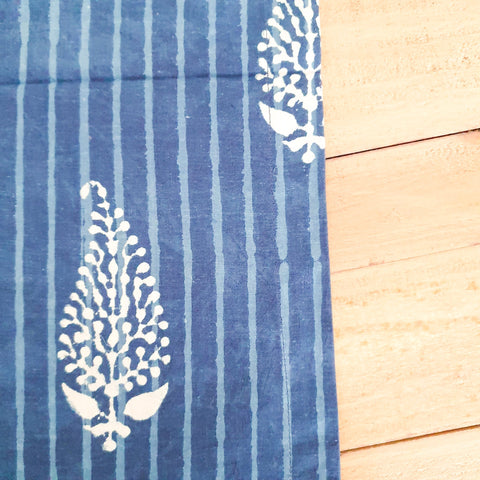 Indigo block - printed table runner, handmade - Shakti.ism | शक्तिवाद