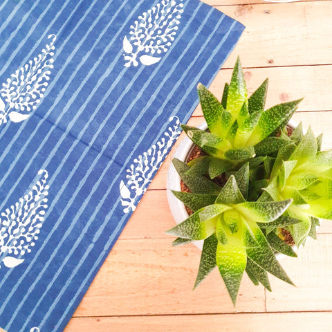 Indigo block - printed table runner, handmade - Shakti.ism | शक्तिवाद