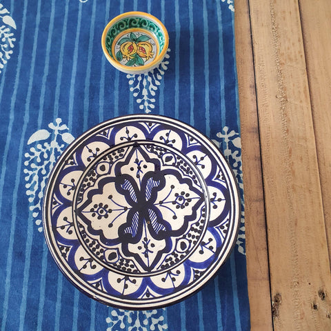 Indigo block - printed table runner, handmade - Shakti.ism | शक्तिवाद
