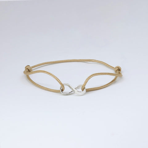 Infinity armband - 925 sterling zilver - beige